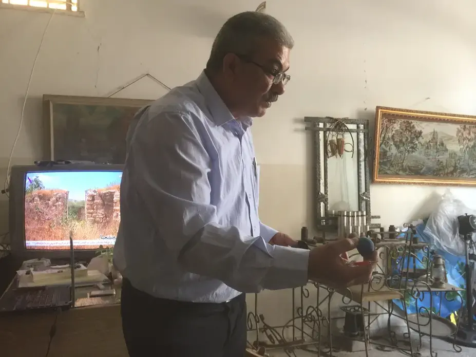 Investigator Iyad Haddad explains the injuries the different spent weapons in his office have done to Palestinians. Image by Matt Kennard. Palestine, 2016. Investigator Iyad Haddad explains the injuries the different spent weapons in his office have done to Palestinians. Image by Matt Kennard. Palestine, 2016.