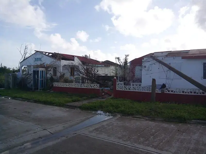 Hurricane Irma destroyed much of Barbuda's infrastructure. Image courtesy Bennylin/CC BY-SA 4.0. Barbuda, 2017.