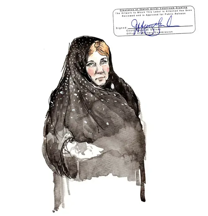 Cheryl Bormann, the capital defense lawyer for Walid bin Attash. Illustration by Wendy MacNaughton. United States, 2019. Cheryl Bormann, the capital defense lawyer for Walid bin Attash. Illustration by Wendy MacNaughton. United States, 2019.