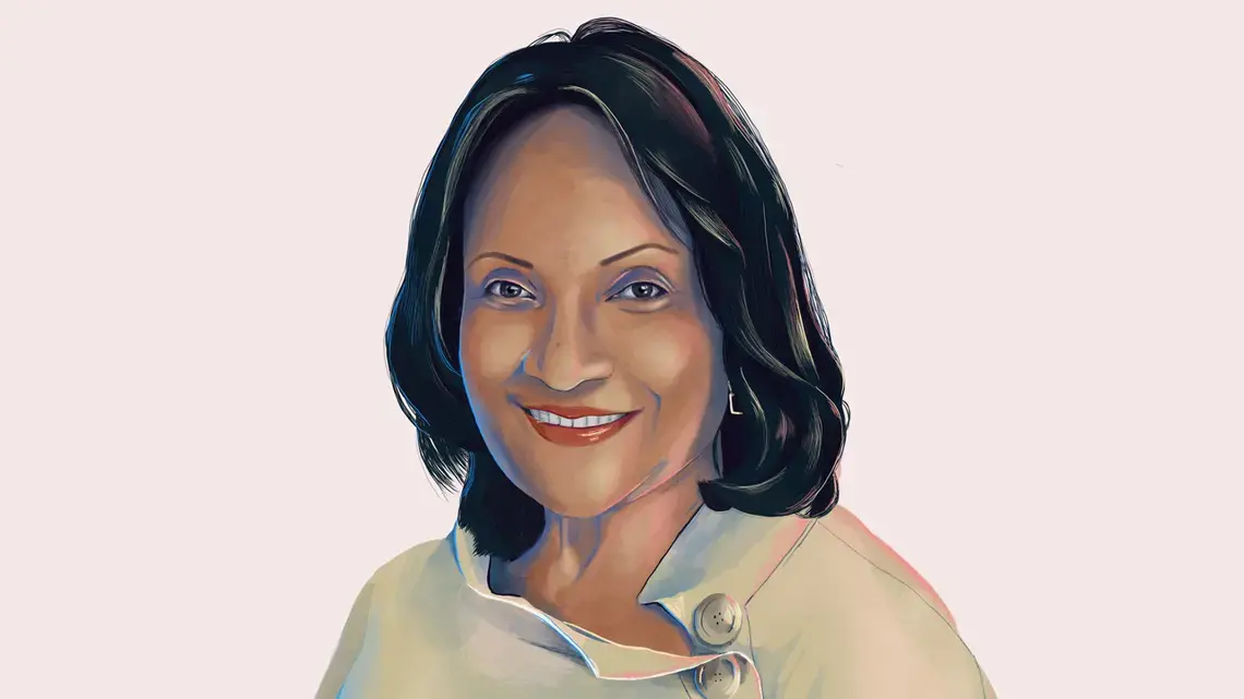 “Every time you make progress … you are pushed back by either a natural or political catastrophe,” Marie Marcelle Deschamps says. Illustration by Katty Huertas / Science Magazine. “Every time you make progress … you are pushed back by either a natural or political catastrophe,” Marie Marcelle Deschamps says. Illustration by Katty Huertas / Science Magazine.