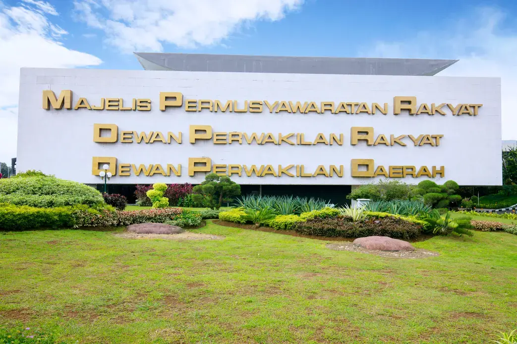 Indonesian Parliament building in Jakarta. Image by Creativa Images/Shutterstock. Indonesia, 2018.