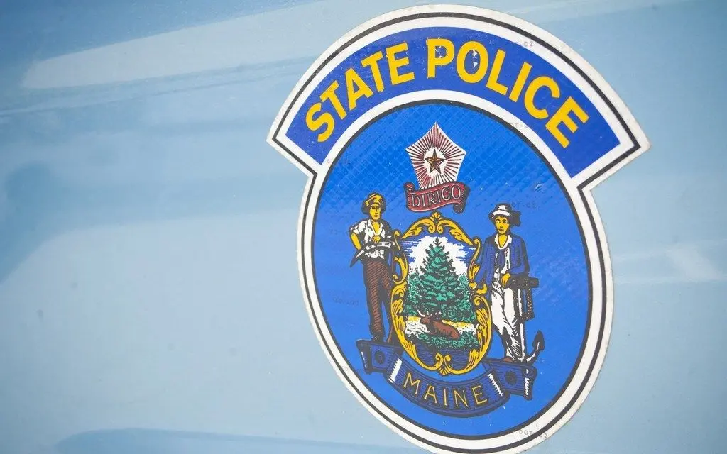 A Maine State Police cruiser is shown outside the Penobscot County Jail on May 12, 2020. Image by Natalie Williams/Bangor Daily News
