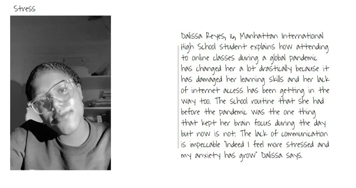 Excerpt from a photo essay created by a student at The Manhattan International High School in fall 2020. Image courtesy of Tania Mohammed. United States, 2020.