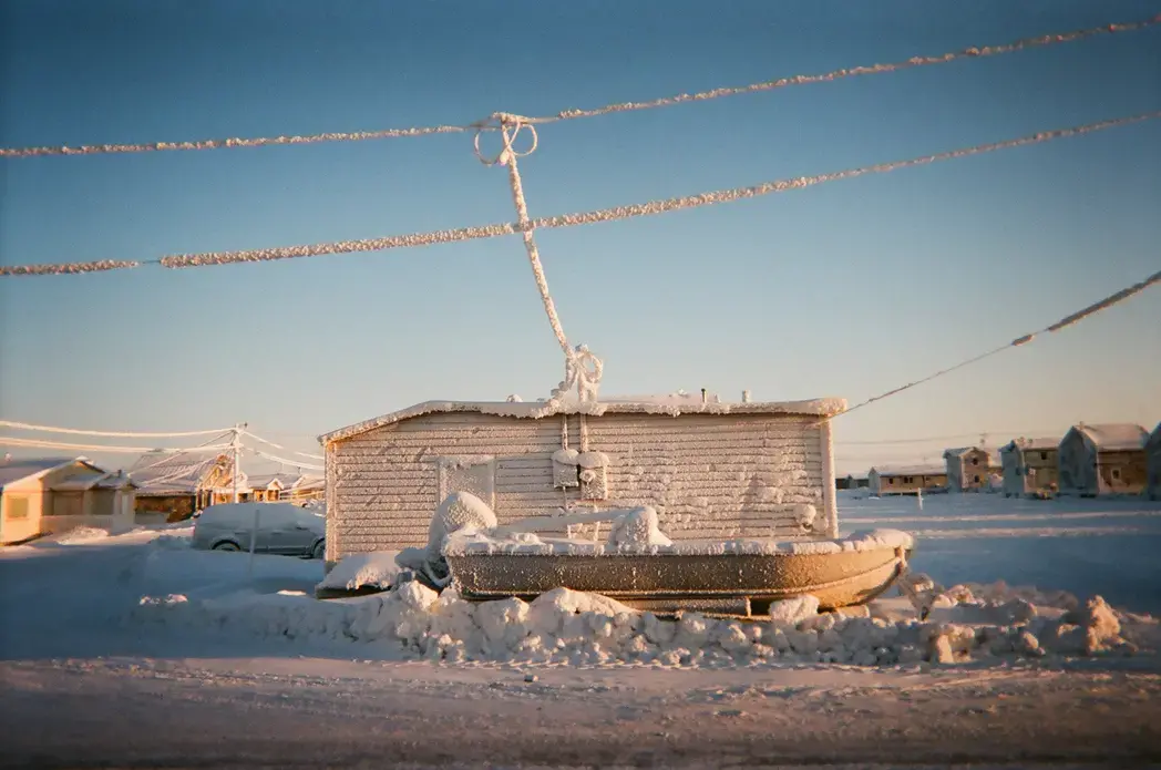 A local home in Utqiagvik, covered in frost and snow