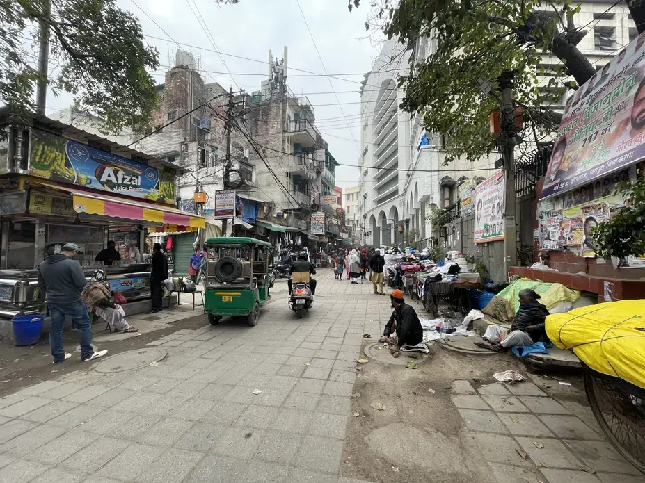 Nizamuddin Markaz Street view near the Nizamuddin Markaz mosque in New Delhi, India.