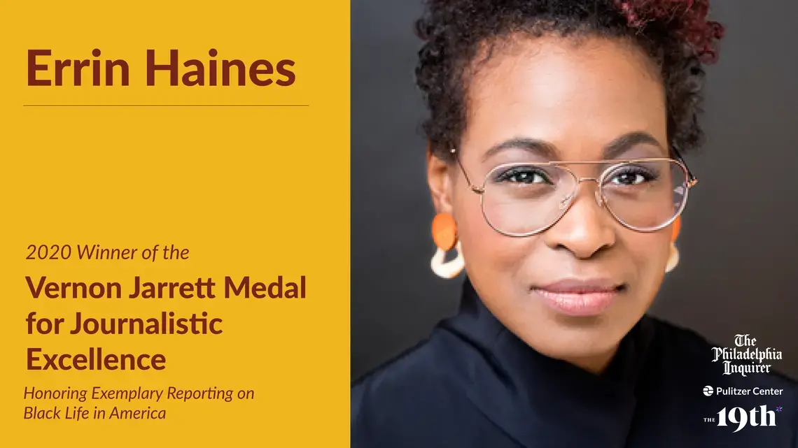 An image of Errin Haines next to her name and award.