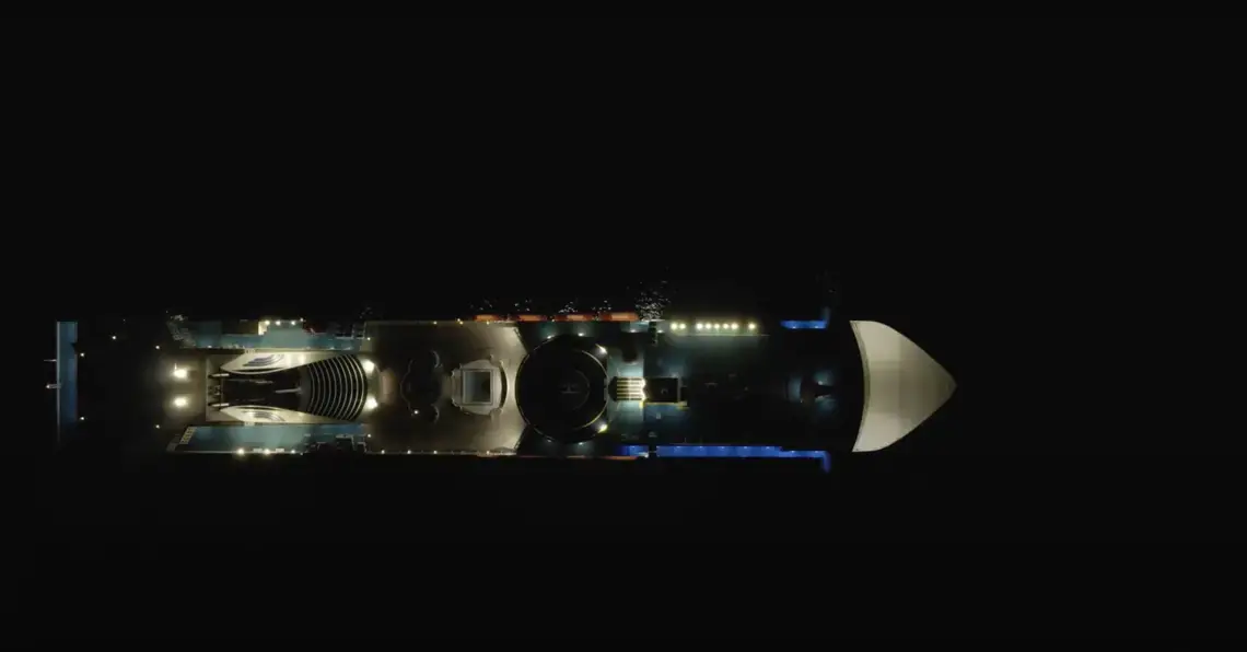 Aerial Drone footage of cruise ship at night.png Aerial drone footage of a cruise ship at night