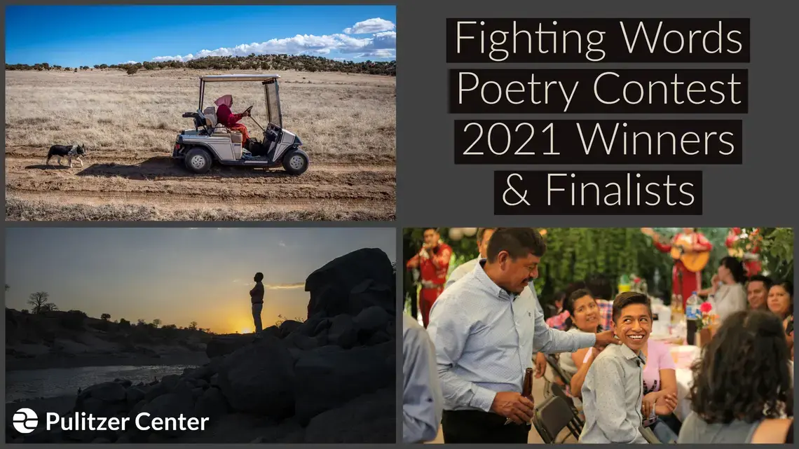 Graphic with text reading, "Fighting Words Poetry Contest 2021 Winners & Finalists"