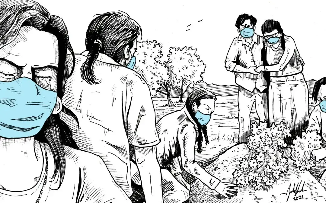 Funeral-in-Covid-Time-scaled.jpeg Illustration by Zach Kennah.