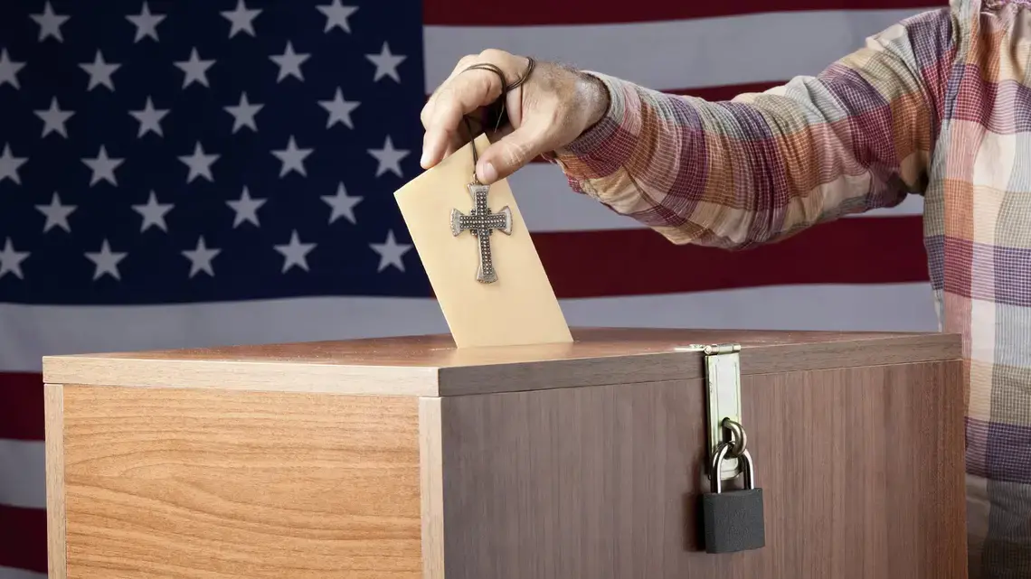 Voting box with cross