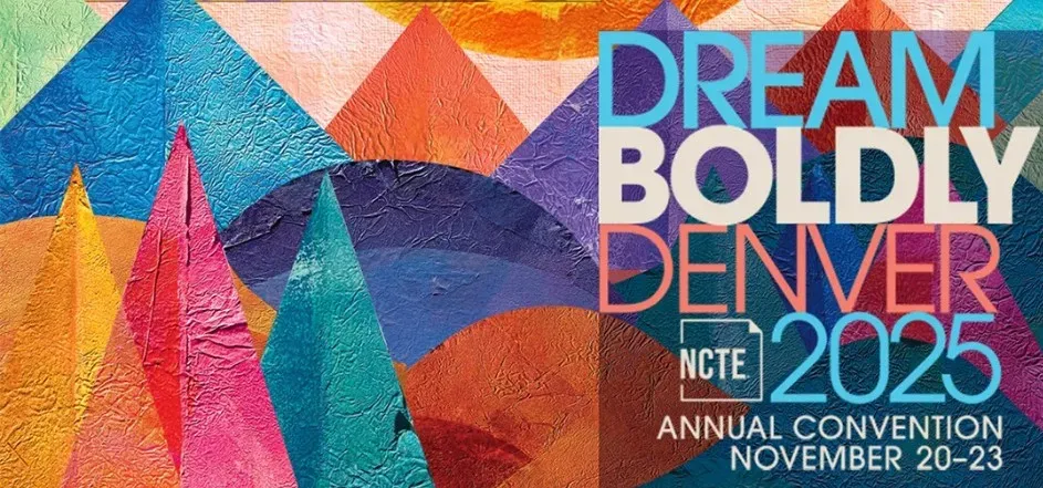 Decorative graphic for the 2025 NCTE annual convention, themed Dream Boldly Denver