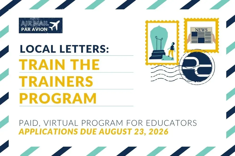 Decorative graphic reading "Local Letters: Train the Trainers Program"