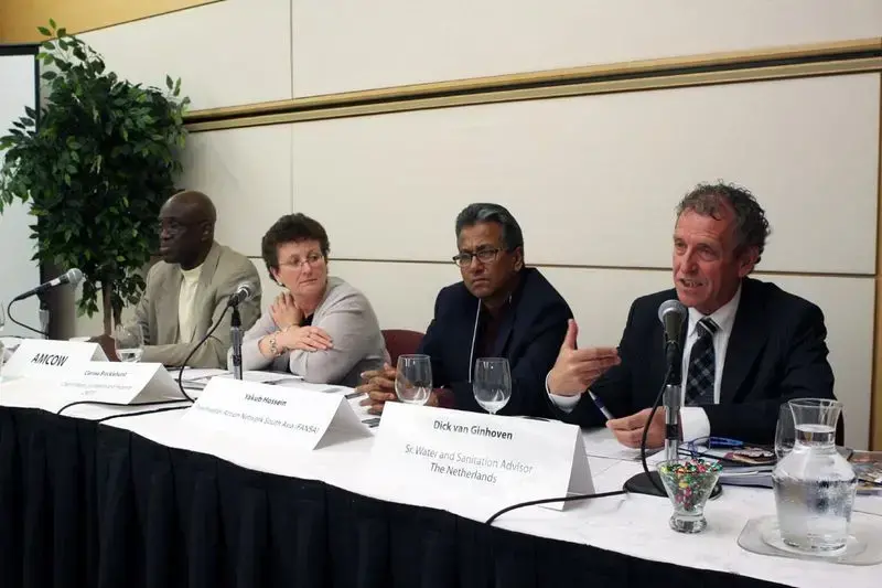 At the launch of the first comprehensive assessment of the water and sanitation sector, an expert panel convened to offer their perspective and answer questions. Photo by Marvin T. Jones & Associates. At the launch of the first comprehensive assessment of the water and sanitation sector, an expert panel convened to offer their perspective and answer questions. Photo by Marvin T. Jones & Associates.