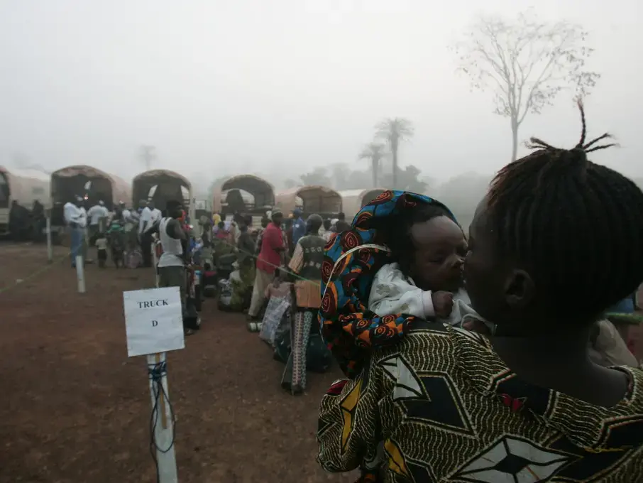 Liberians refugees return home after the 2003 peace agreement. Image courtesy of UNHCR/R. Ochlik. Liberia, 2004. Media file: Ghana-Liberia-refugees-UNHCR.png