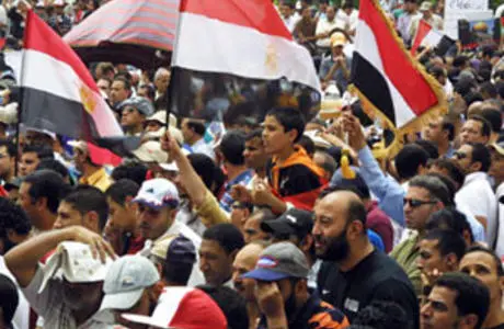 Some 100,000 protesters gathered in Tahrir Square on May 27 to demand civilian, not military, rule. Image by Reese Erlich. Egypt, 2011. image