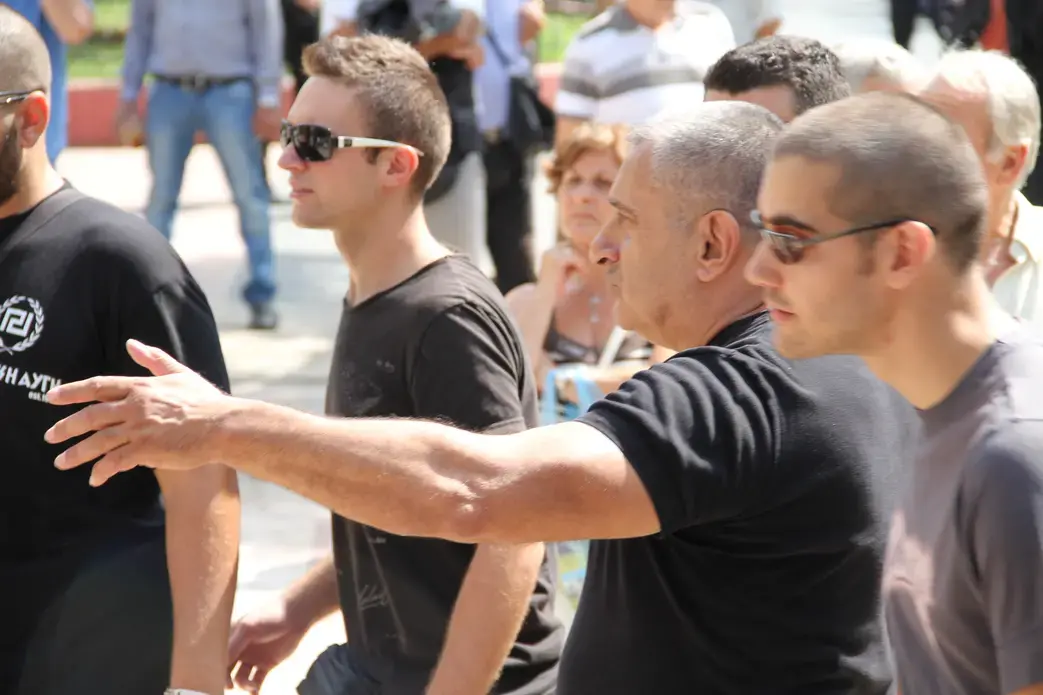 Golden Dawn members at a food distribution in the neighborhood where Ali Rahimi was attacked. Image by William Wheeler. Greece, 2012. Media file: IMG_6902.JPG