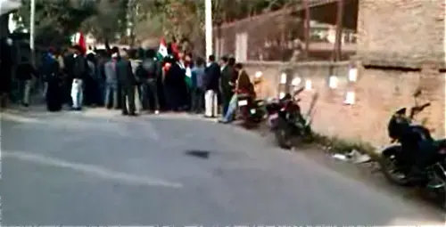 Pro- and anti-India protesters clash on a street in Kathmandu. Image by Maha Atal, Nepal, 2010. Media file: NepalRally.jpg
