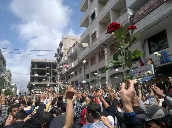 Image by Syria-Frames-Of-Freedom, Flickr. Baniyas, Syria, 2011. Media file: Syria_Protests-1.jpg