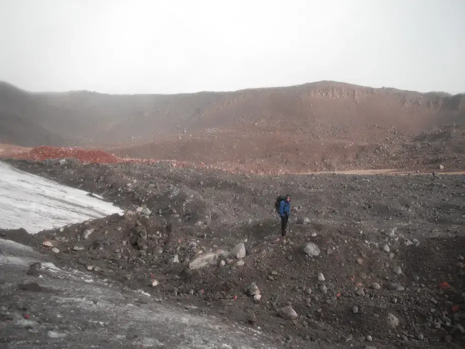 Media file: The rock field left bare by Antisana's retreating glacier..JPG