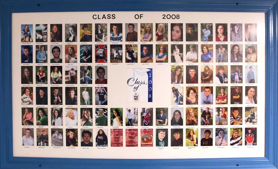 Steven Drees' high school senior class photos.  Image by Rick Wood, Milwaukee Journal Sentinel. United States, 2011.