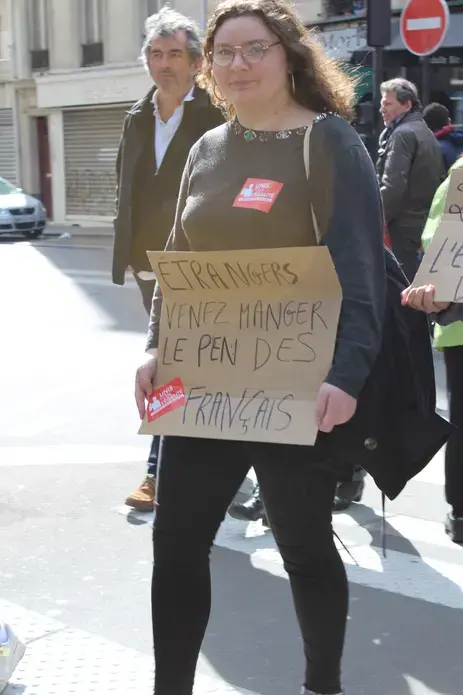 Anti-National Front protesters. Image by Sarah Wildman. France, 2017.