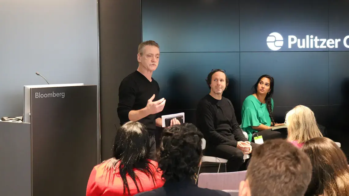 Professor Bill Gentile discussing his reporting on the 'On Convering Sensitive Issues and Coping with Trauma' panel. Image by Karena Phan. United States, 2018.