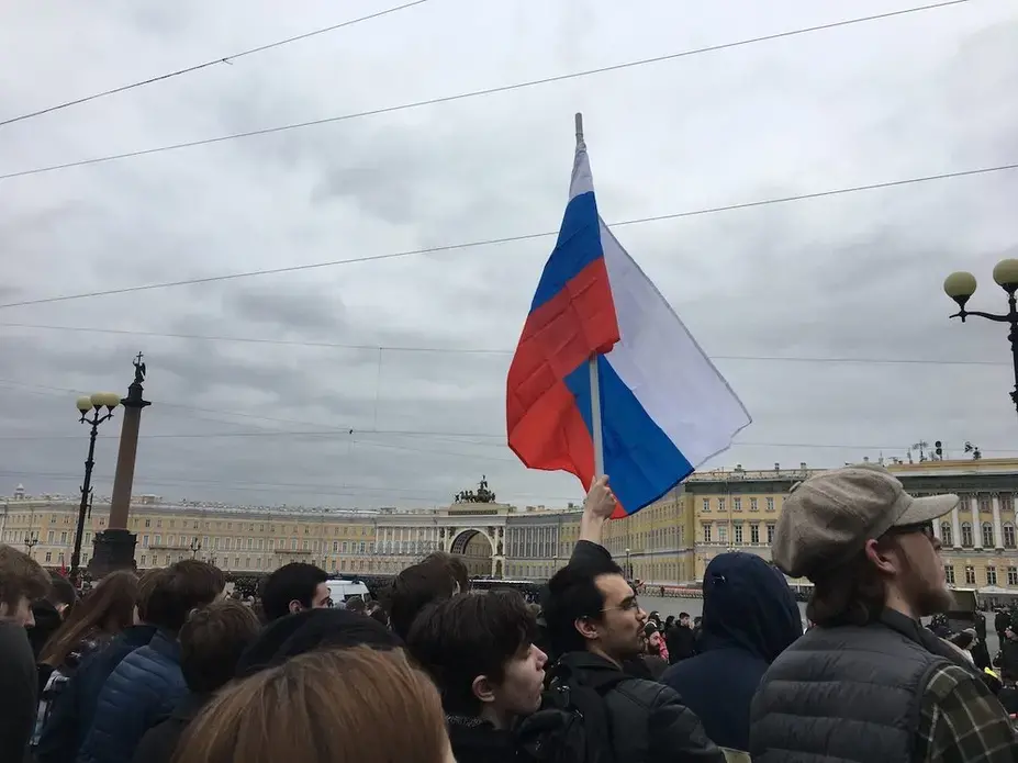 Protesters took to the streets prior to Vladimir Putin's fourth inauguration St. Petersburg. Image by Amy Martin. Russia, 2018.