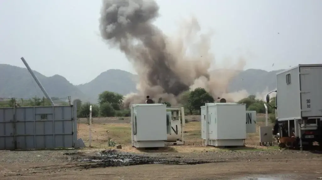 The UN compound in Kauda appears to be under attack by Sudanese government forces. Source withheld. image
