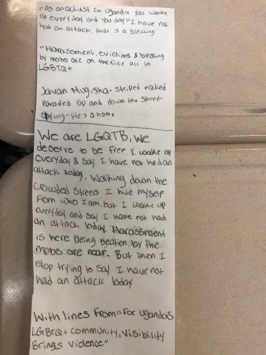 Poem by a 7th grade student at Miles Davis Magnet Academy, written in response to 'For Uganda’s LGBTQ+ Community, Visibility Brings Violence' by Jake Naughton. Image by Hannah Berk. United States, 2019.