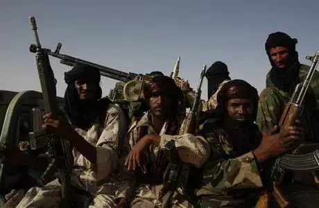 Tuareg rebels in the Aïr Mountains, Niger. Image by Brent Stirton, Niger, 2009. Media file: sahara.jpg