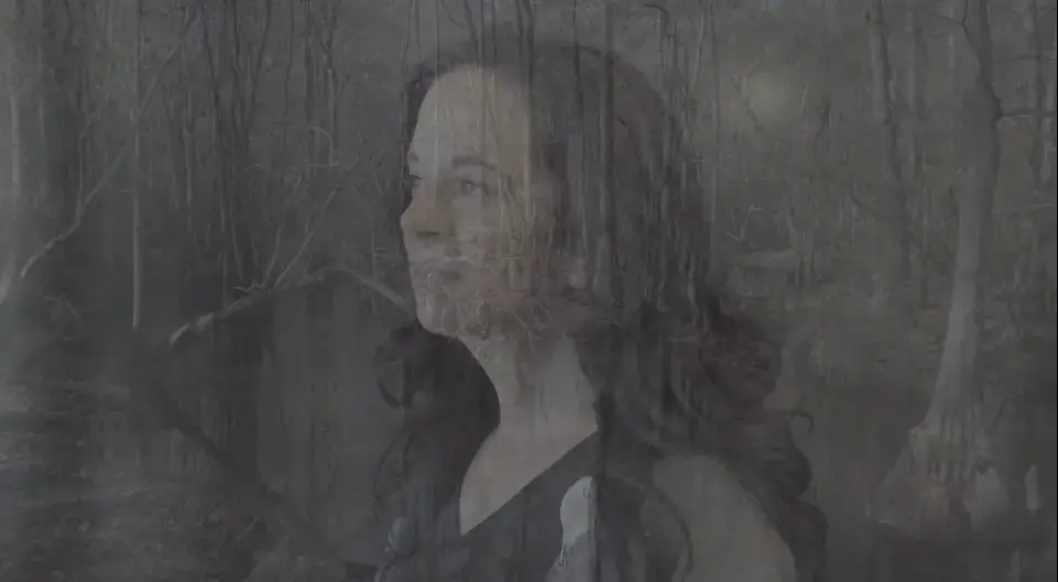 A screen grab from "Placing Identity," a film developed by journalism students at R.J. Reynolds High School in Winston-Salem, NC reflects how the double-exposure process used by grantee Daniella Zalcman was used by "Placing Identity" facilitator Diana Greene to visualize the story of Charlene Hunt, a member of the Lumbee Native American Tribe, which is based in North Carolina. Screenshot from "Placing Identity." United States, 2018. Media file: screen_shot_2018-05-17_at_3.13.49_pm.png