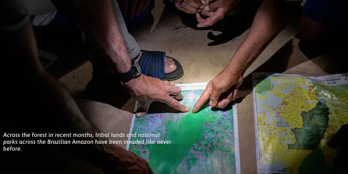 Across the forest in recent months, tribal lands and national parks across the Brazilian Amazon have been invaded like never before. Image by Sebastián Liste. Brazil, 2019.