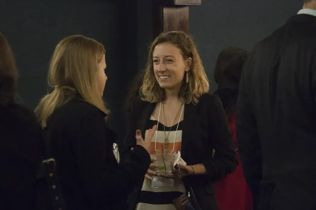 Vox editor Eliza Barclay and Boston University student fellow Madeline Bishop. Image by Jin Ding. Washington, DC, 2017.