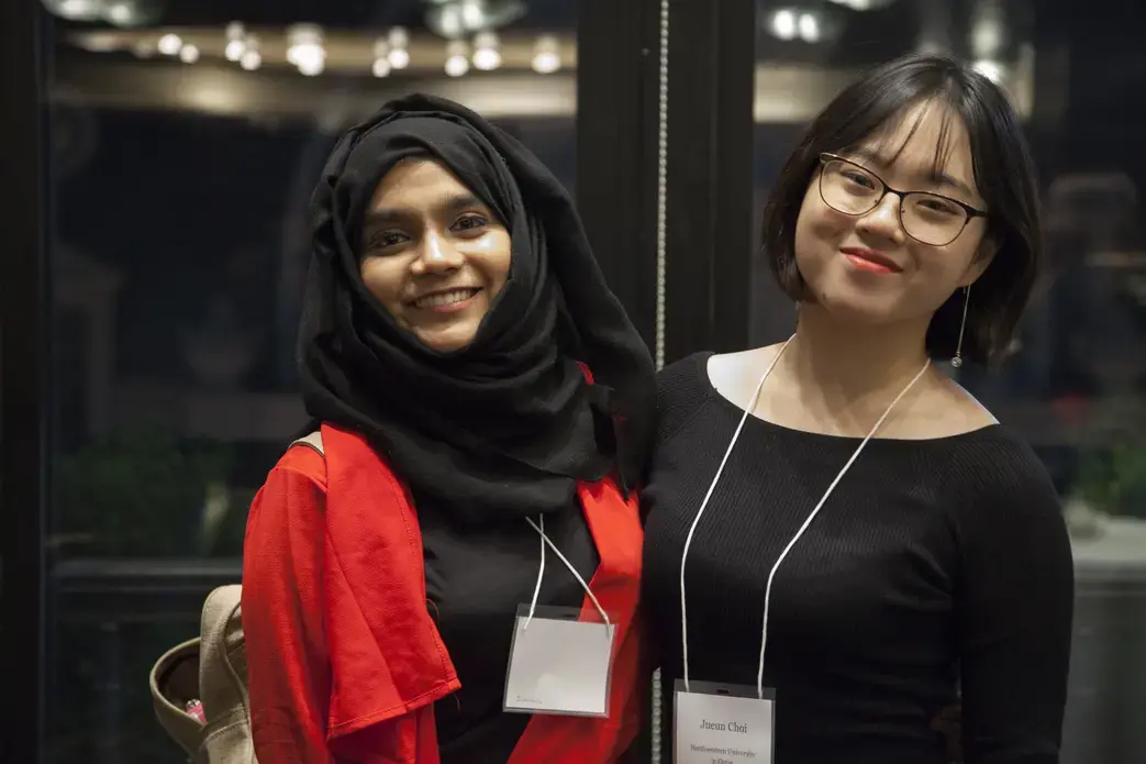 Northwestern University in Qatar student fellows Ifath Sayed and Jueun Choi. Image by Jin Ding. Washington, DC, 2017.