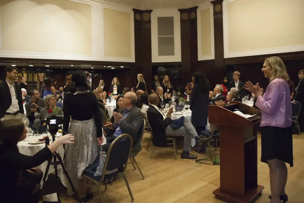 Contributing editor Kem Sawyer asks the 2017 student fellows to stand. Image by Jin Ding. Washington, DC, 2017.