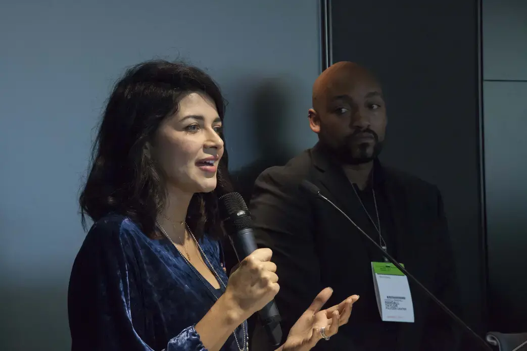 Voice of America producers Ayesha Gilani Taylor and Randall Taylor on 'The Way We Tell Stories.' Image by Jin Ding. Washington, DC, 2017.