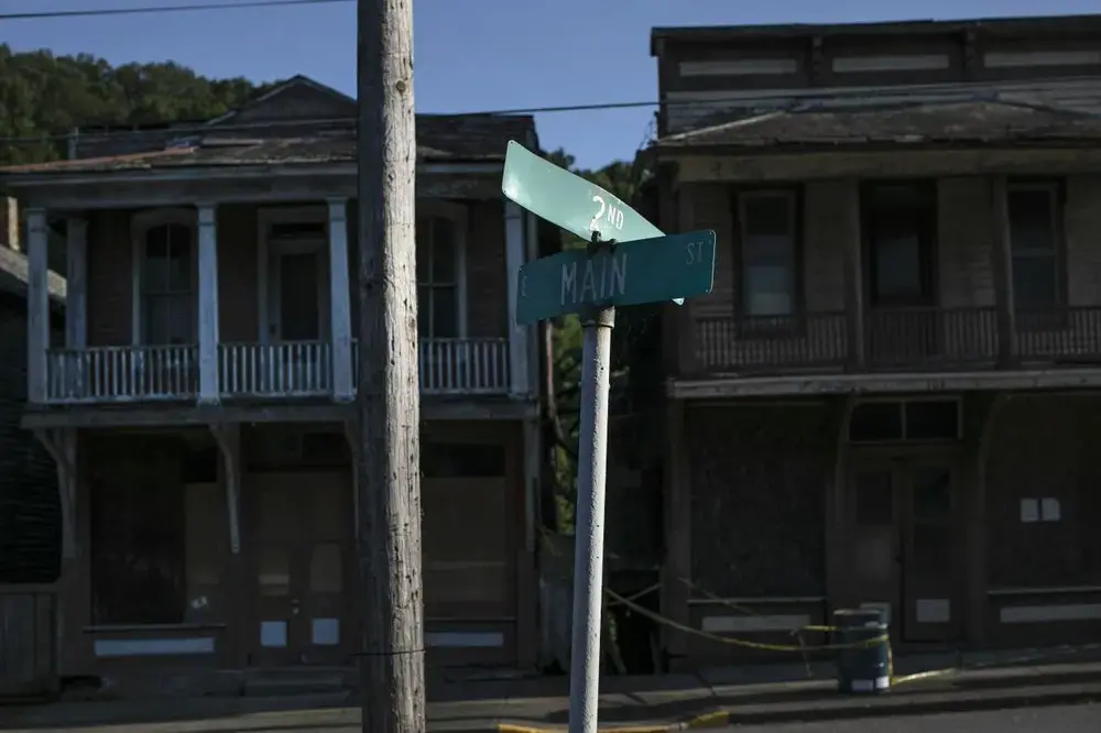 Abandoned shops line Main Street in Shawnee, Ohio. Image by Wong Maye-E/AP Photo. United States, 2020.