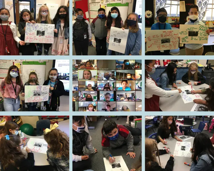 Ivonne Solano's students working on their unit projects and meeting virtually with photojournalist Anita Pouchard Serra. United States, 2020. Media file: untitled_design.png