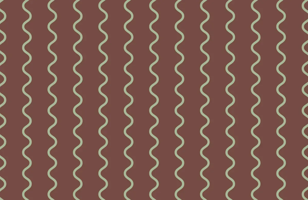 green wavy lines against a brown background