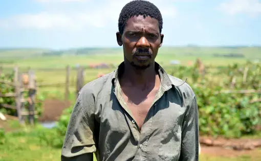 Mbolwa Divele fears a mine would endanger his way of life by destroying grazing land. Image by Mark Olalde. South Africa, 2016.