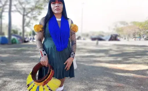 Watatakalu Yawalapiti, one of the female leaders of the Xingu Women's Movement. Image by Maria Fernanda Ribeiro. Brazil, 2019.