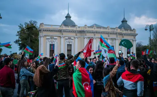 Celebrations in the streets of Baku. Image by Serkan Uslu / Shutterstock. Azerbaijan, 2020.