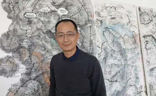 Qiu Zhijie in his studio. Image by Ian Johnson. China, 2018.