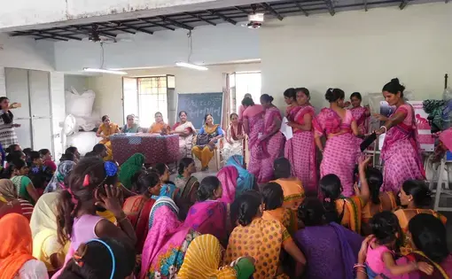 Health workers perform folklore songs and dance-drama during a Breastfeeding Clinic event run by Manav Sadhna. Image by Ambar Castillo. India, 2017.