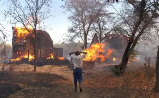 The homes of Mount Carmel farmworkers were also destroyed by fire in August 2009. Image courtesy of Ben Freeth. Zimbabwe, 2009.