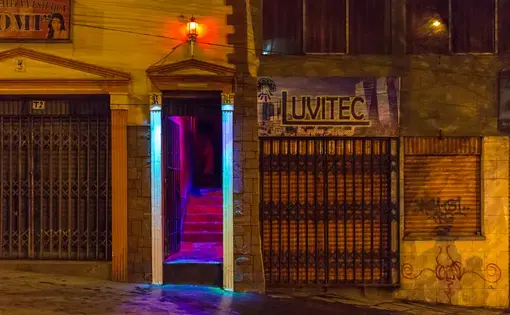 The entrance to a brothel in La Paz, Bolivia. NGOs working with girls who have been sexually exploited fear that Bolivia is turning into a hub for predators. Image by Tracey Eaton. Bolivia, 2017.
