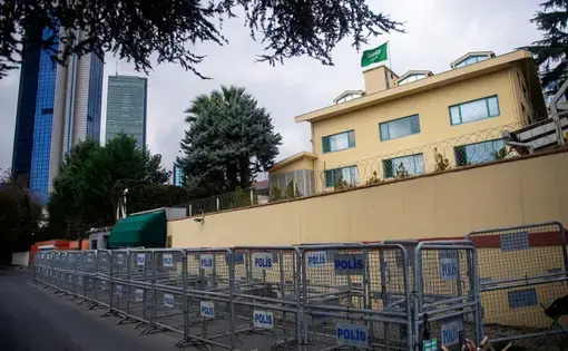 Saudi Arabia's consulate in Istanbul. Image courtesy of user answer5/Shutterstock. Turkey, 2018. Saudi Arabia's consulate in Istanbul. Image courtesy of user answer5/Shutterstock. Turkey, 2018.