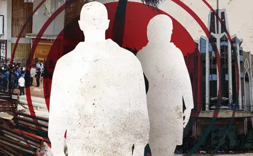 BOMBERS. The Indonesian couple that bombed the Jolo cathedral in January 2019 once tried to migrate to the caliphate in Syria, only to be deported back to Indonesia. Illustration by the Rappler. 2019.