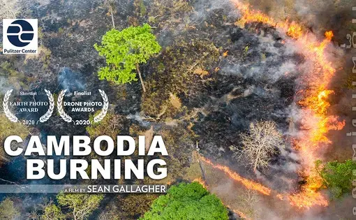 Cambodia Burning title slide. Image by Sean Gallagher. Cambodia, 2020.