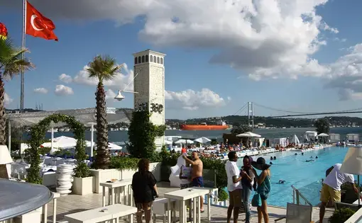 A club on an island in the middle of the Bosphorus. Image by Joshua Kucera. Turkey, 2016.